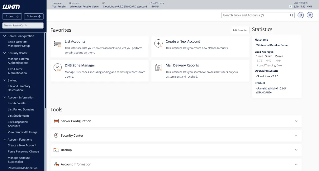 WHM Reseller Control Panel